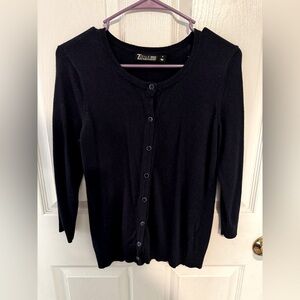 7th avenue size medium dark blue button up cartigan